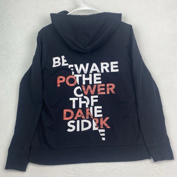 Disney Parks Star Wars Graphic Print Zip Up Sweater Adult Large Black Sweatshirt - Picture 1 of 6